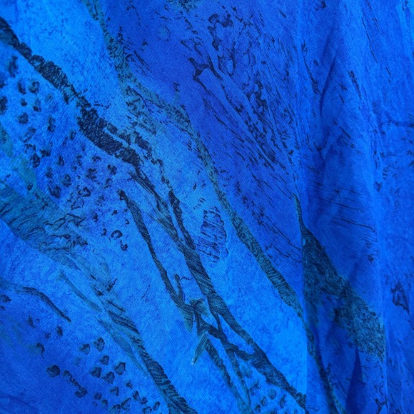 Bold Abstract‎ Blue Blouse Lightweight Painterly Breezy Top Womens 2X Plus 90s - Picture 9 of 12